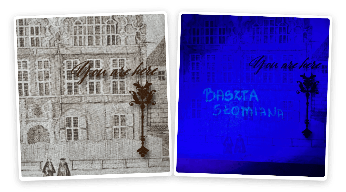 Mapa UV z ukrytą wskazówką — Baszta Słomiana