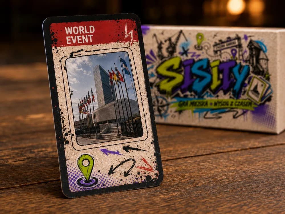 Karta SISITY typu world event ze zdjęciem siedziby ONZ